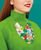 A Snowy Twee Village From Above Statement Necklace