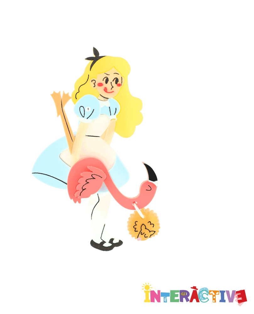 Alice Playing Croquet Brooch Interactive La Vidriola