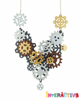 Antique Cogs Statement Necklace -Interactive-