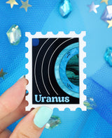 Beautiful Blue Uranus Stamp Brooch