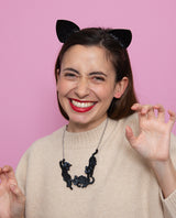 Black Cat Trio Necklace