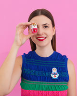 Blue Matryoshka Brooch