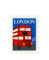 Boarding the Double-Decker Bus Stamp Brooch