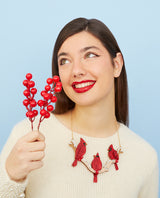Cardinal Birds Perched Necklace