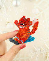 Cat-astrophic Ski Trip Brooch