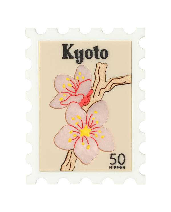 Cherry Blossom in Kyoto Stamp Brooch