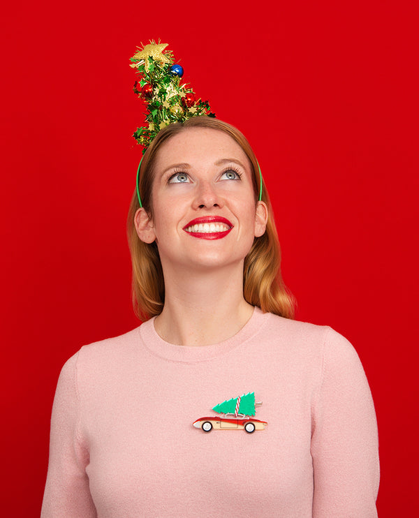 Christmas Tree on my Mid Century Car Brooch