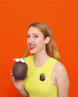 Coconut Drink from the Tropics Brooch
