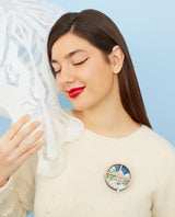 Cosy Winter Window Scene Brooch