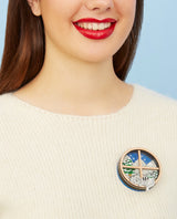 Cosy Winter Window Scene Brooch