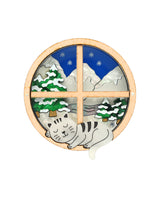 Cosy Winter Window Scene Brooch