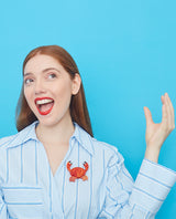 Crab Scuttling Away -Interactive- Brooch