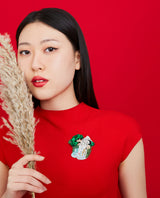 Crane Drinking Water Brooch