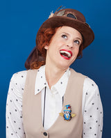 Crazy Steampunk Inventor Cat Brooch -Interactive-