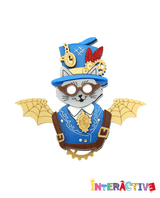 Crazy Steampunk Inventor Cat Brooch -Interactive-