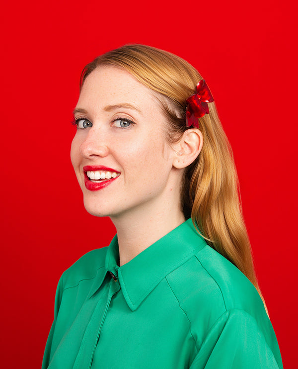 Crimson Bow Hair Clip