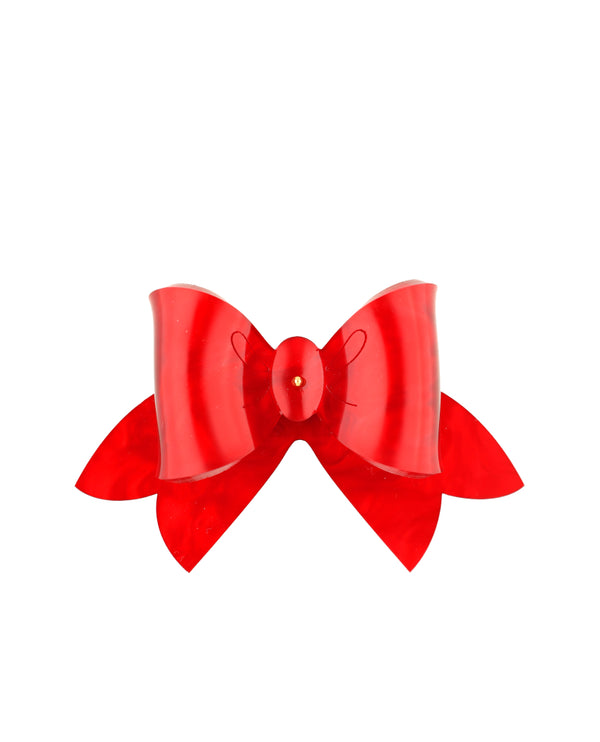 Crimson Bow Hair Clip