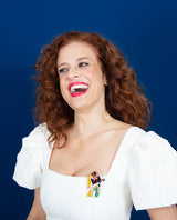 Cubist Harlequin with Guitar Brooch