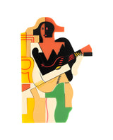 Cubist Harlequin with Guitar Brooch