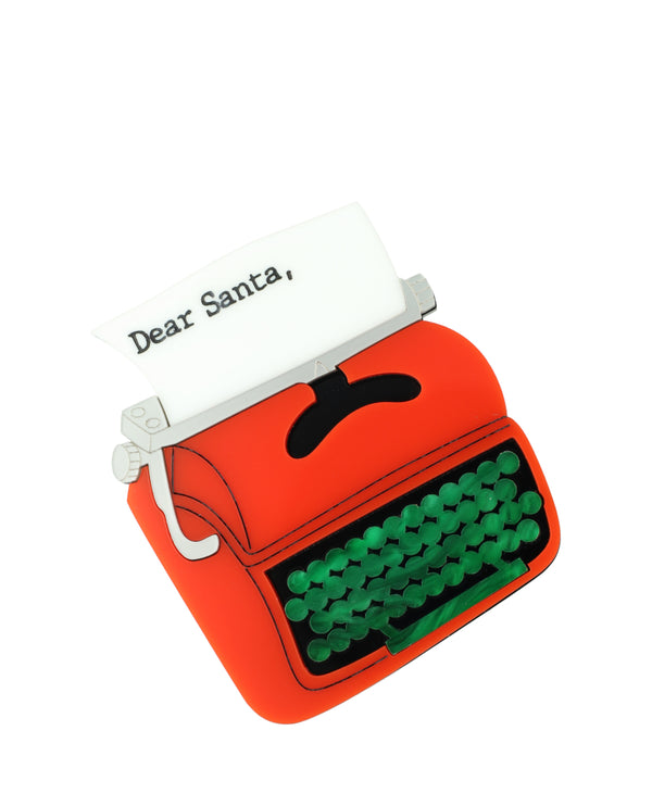 Dear Santa Typewriter Brooch