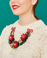 Elegant Christmas Wreath Statement Necklace