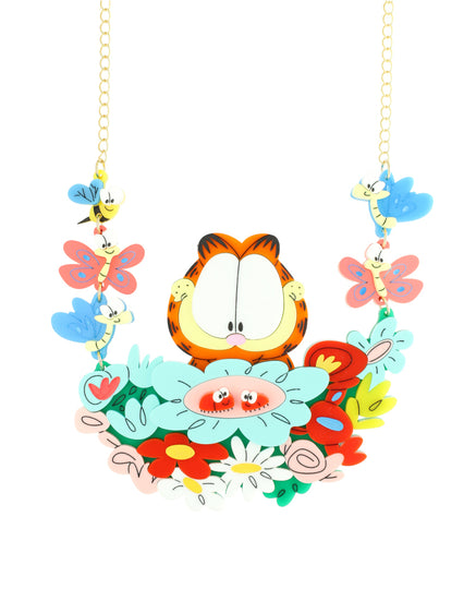 Flowers and Garfield in the Spring Necklace