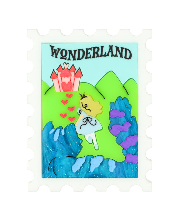 Greetings From Wonderland Stamp Brooch