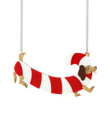 Jolly Dog in a Candy Cane necklace