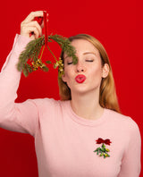 Kiss me under the Mistletoe Brooch