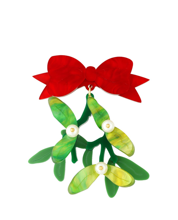 Kiss me under the Mistletoe Brooch