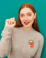 Knock knock, Open The Christmas Door! Brooch -Interactive-