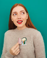 Knock knock, Open The Christmas Door! Brooch -Interactive-