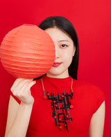 Meisen Geometric Kimono Pattern Statement Necklace