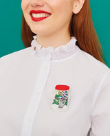 Merry Little Kitty In a Jar Brooch -interactive-