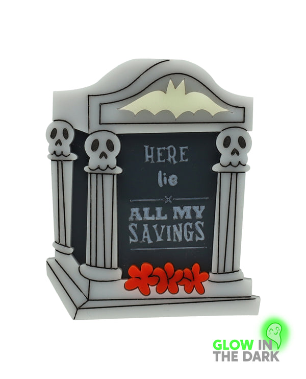 My Savings Tombstone Brooch -Glow in the Dark-