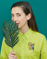 Pecking Woodpecker Brooch -Interactive-