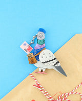 Percy the Pigeon Post Bird Brooch -Interactive-