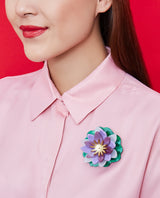 Purple Lily Pad Flower Brooch