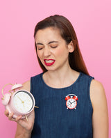 RING, WAKE UP! Alarm Clock Brooch