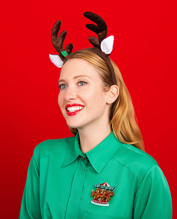 Sleighing and Neighing Carousel Brooch