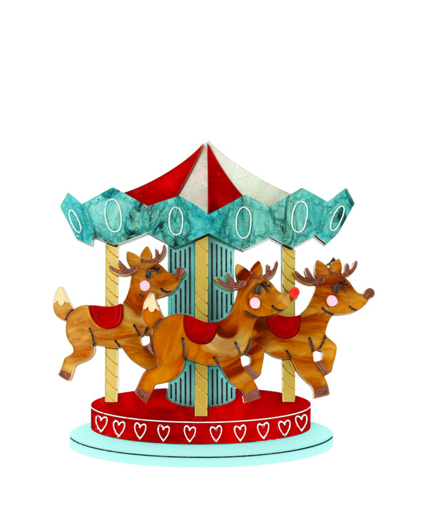 Sleighing and Neighing Carousel Brooch