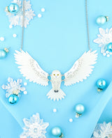 Snow Barn Owl Guardian Necklace