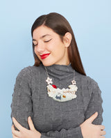 Snowy Onsen Bath in Japan Necklace