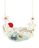 Snowy Onsen Bath in Japan Necklace