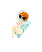 Sunbathing in Space Brooch