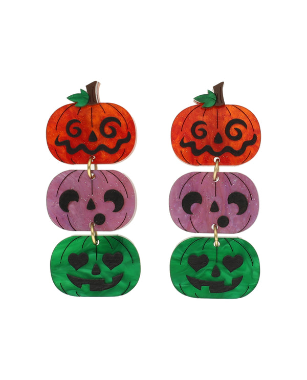 Three Funny Jack-O-Lantern Earrings