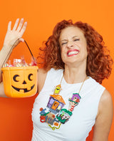 Trick or Treat in my Haunted House Statement Necklace -Interactive- -Glow in the Dark-