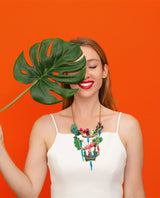 Tropical Macaw Parrots Statement Necklace