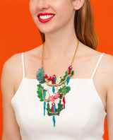 Tropical Macaw Parrots Statement Necklace