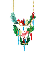 Tropical Macaw Parrots Statement Necklace
